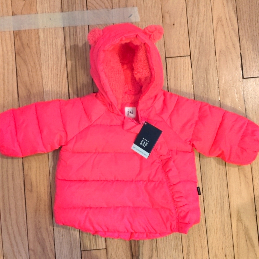 Baby Gap hot pink puffer with ears